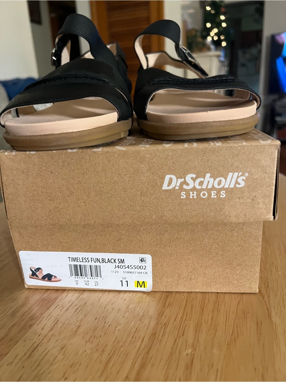 Dr. Scholl's Black Leather Adjustable Slingback Sandals - Picture 2 of 5